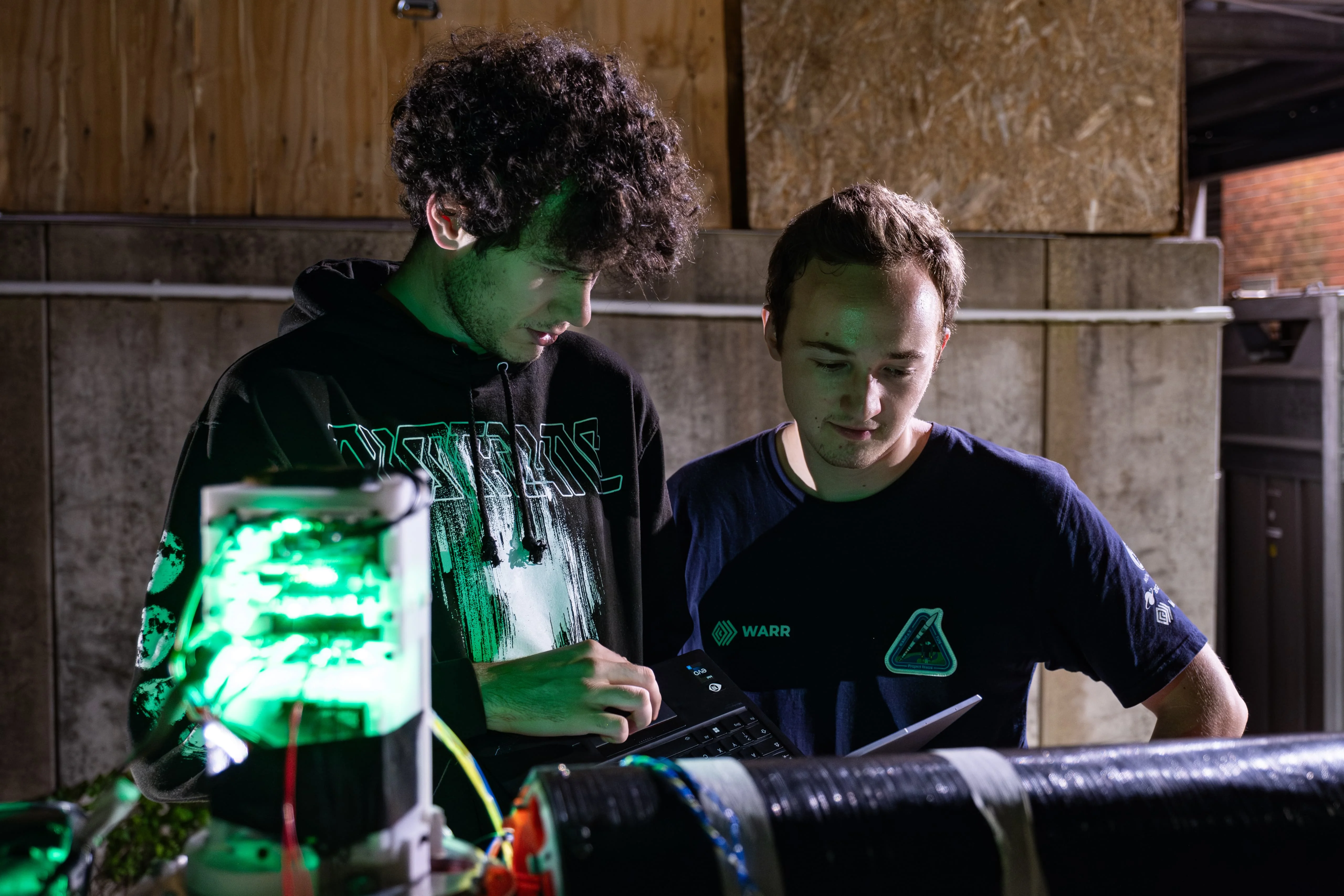 Fabian and Josh working on advanced avionics